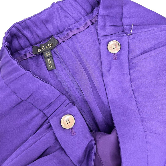 Escada Purple Satin High Waisted Trousers Womens 40 US 10 - Picture 5 of 11